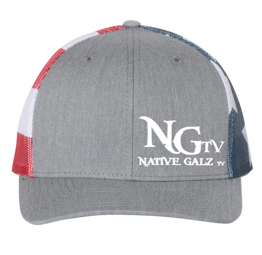 Native Galz Tv - Grey American Flag Hat