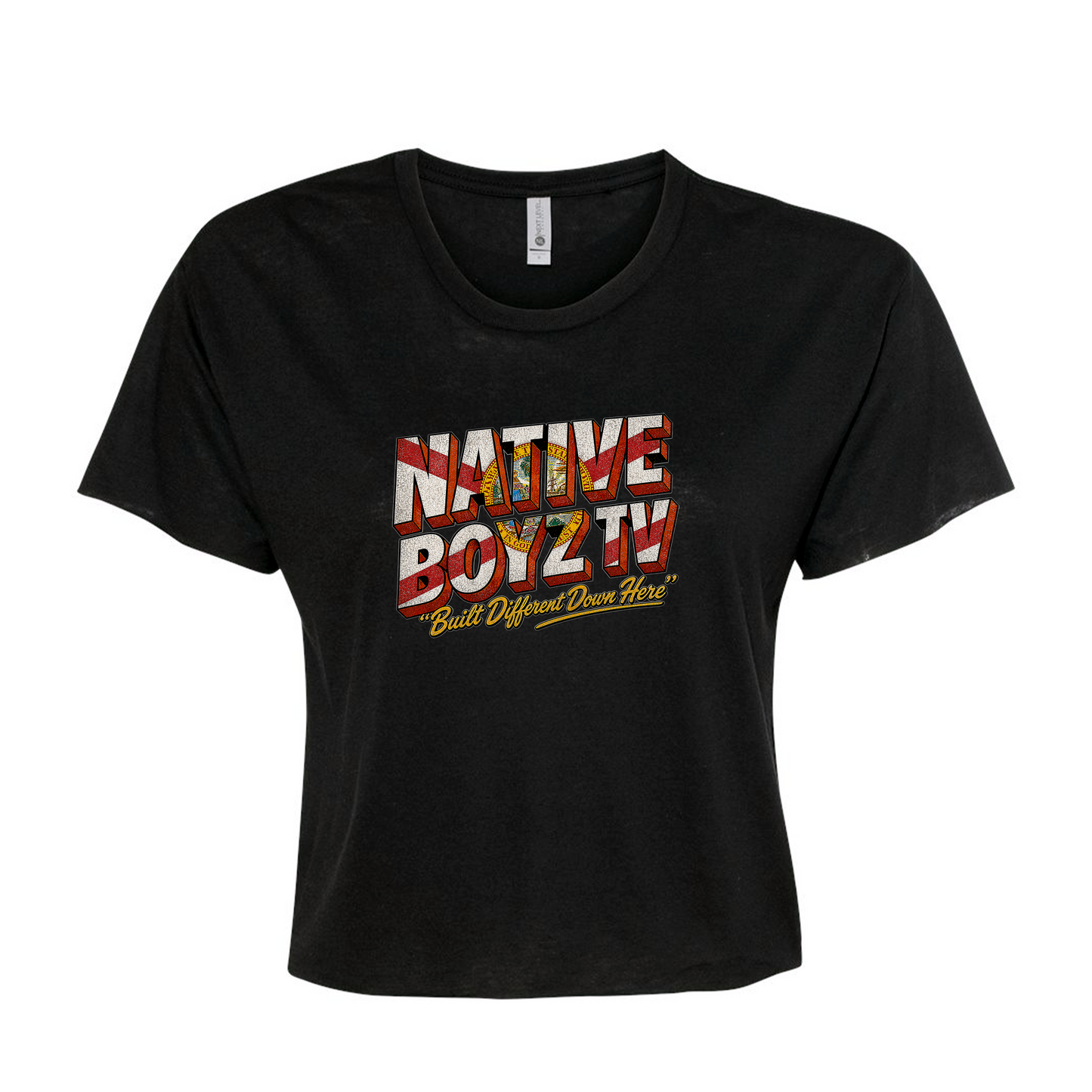 Native Boyz Tv - Built Different Down Here" Black Crop Top